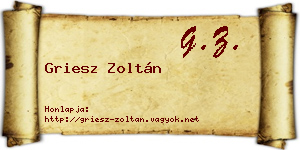 Griesz Zoltán névjegykártya